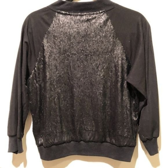 71 Stanton Black Sequin Bomber Jacket- Small - Picture 6 of 14